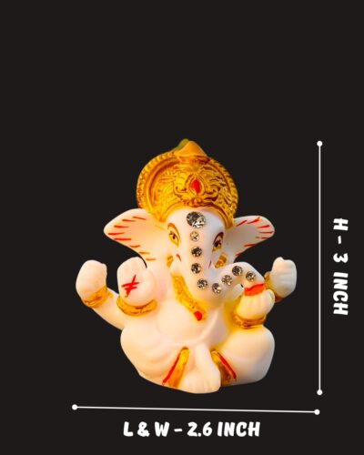 Ganesh Ji Murti  with Gemstone For Car Dashboard - Image 5