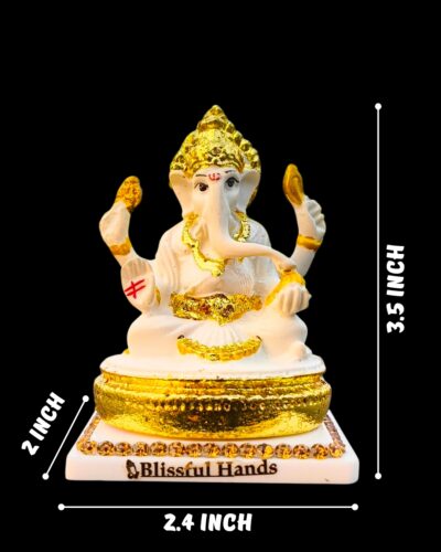 Ganesh Ji Idol with Golden Accents for Car Dashboard - Image 4