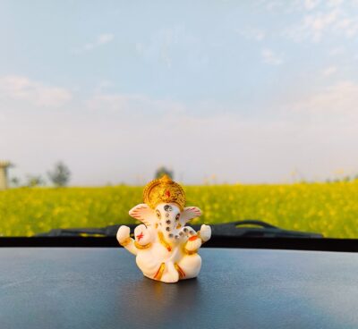 Ganesh Ji Murti  with Gemstone For Car Dashboard