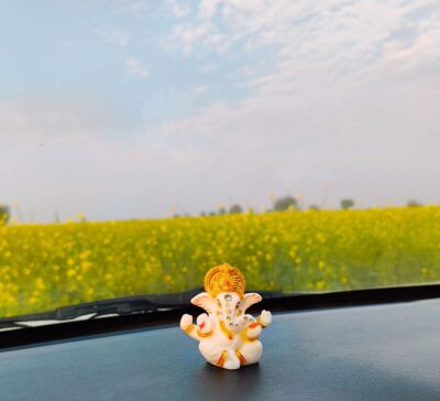 Ganesh Ji Murti  with Gemstone For Car Dashboard - Image 2