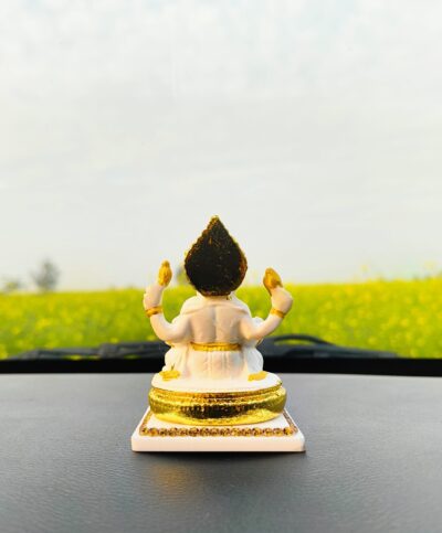 Ganesh Ji Idol with Golden Accents for Car Dashboard - Image 3